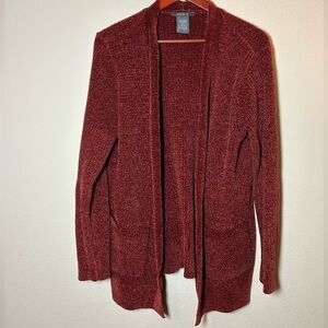 Matty M. Cardigan Women’s Large With Pockets, Burgundy, Thick And Heavier Weight